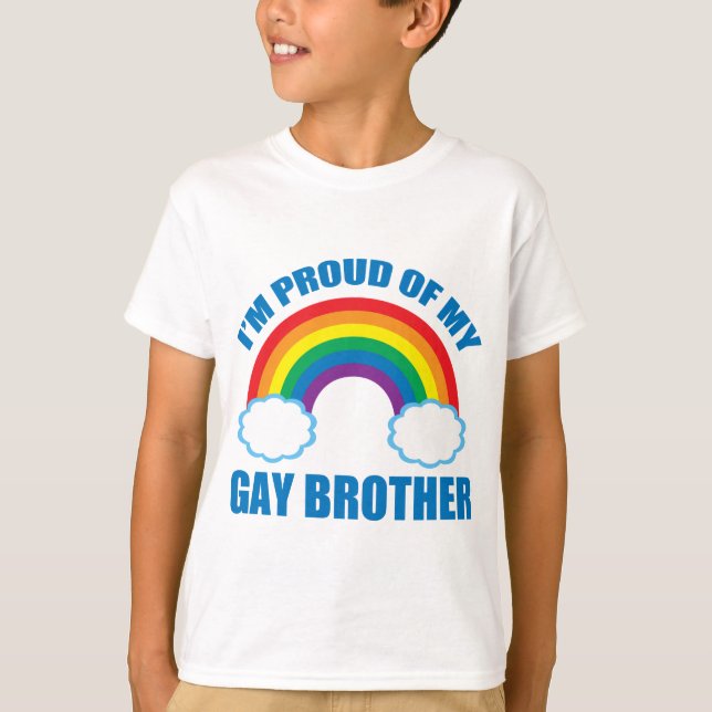 Camiseta Estou orgulhoso do meu irmão Gay Rainbow Kids (Frente)