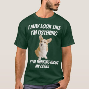 Camiseta Estou Pensando No Meu Cachorro Engraçado De Corgi