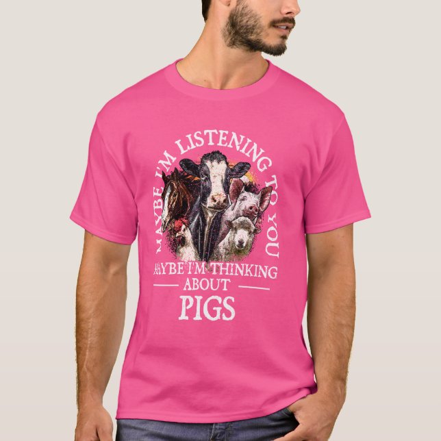 Camiseta Estou pensando no porco Amante de os animais porco (Frente)