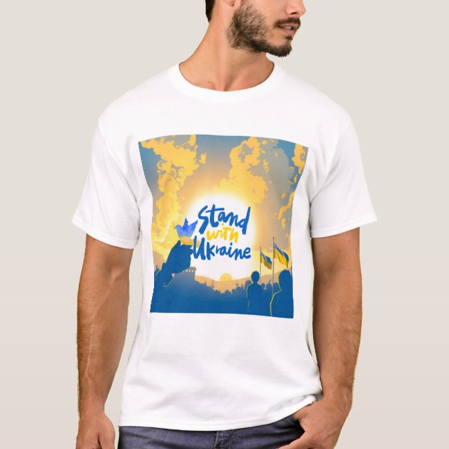 Camiseta Estou Presente Na Ucrânia - Mostre O Seu Apoio. (Frente)