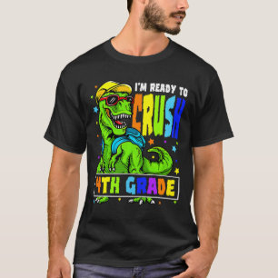 Camiseta Estou Pronto Para Detonar 4º Ano Dinossauro 1º Dia
