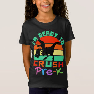 CAMISETA ESTOU PRONTO PARA DETONAR NO PRÉ-ESCOLAR - DINOSSA