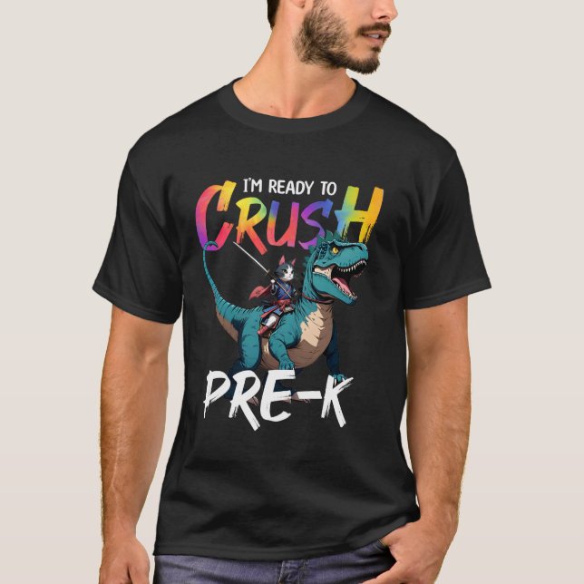 Camiseta Estou Pronto para Detonar o Pré-Escolar de Volta à (Frente)