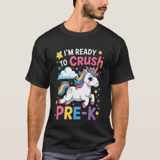 Camiseta Estou Pronto Para Dominar o Unicórnio Pré-Escolar 