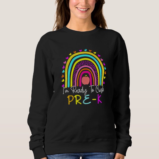Camiseta Estou Pronto Para Dominar Pré K Boho Arco-íris de  (Frente)