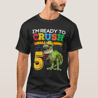 Camiseta Estou Pronto Para Esmagar 5 Dinossauros Engraçados