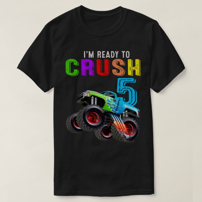 Camiseta Estou pronto para esmagar 5 Monstros 5 de Aniversá (Frente do Design)