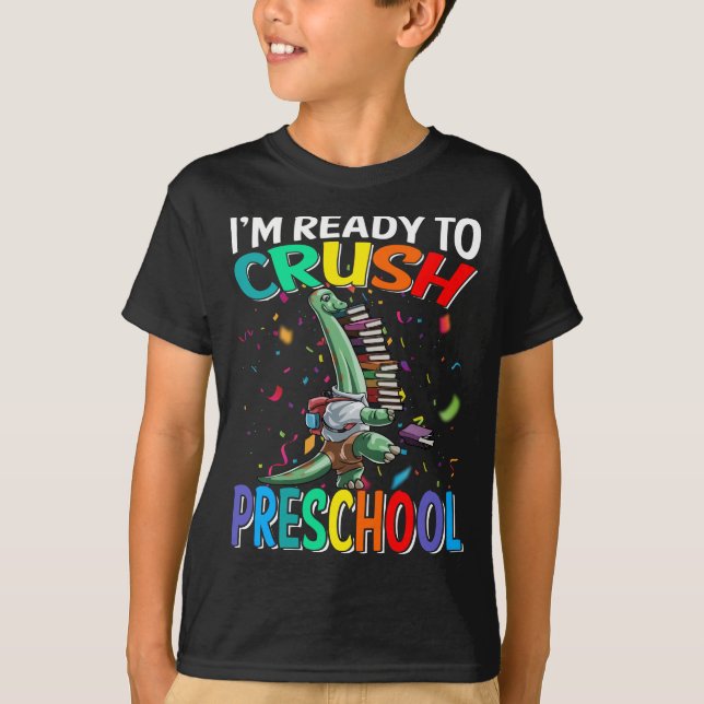 Camiseta Estou pronto para esmagar a pré-escola Brachiosaur (Frente)