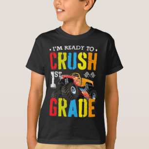 Camiseta Estou Pronto Para Esmagar Caminhão Monstro Menino