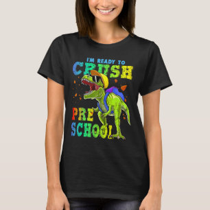 Camiseta Estou Pronto Para Esmagar Dinossauros no Pré-Escol
