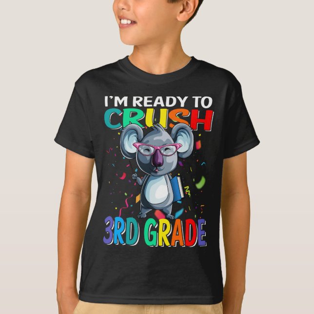 Camiseta Estou pronto para esmagar Koala do 3º ano de volta (Frente)