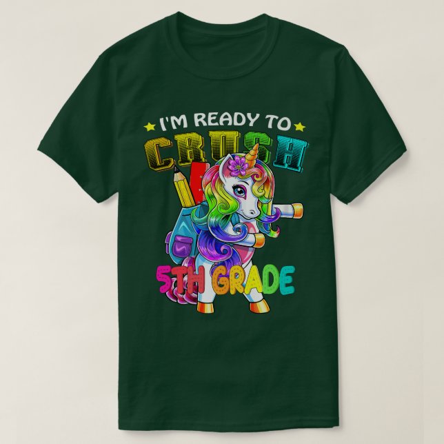 Camiseta Estou Pronto Para Esmagar O Pai Unicorn 5 Grau Par (Frente do Design)