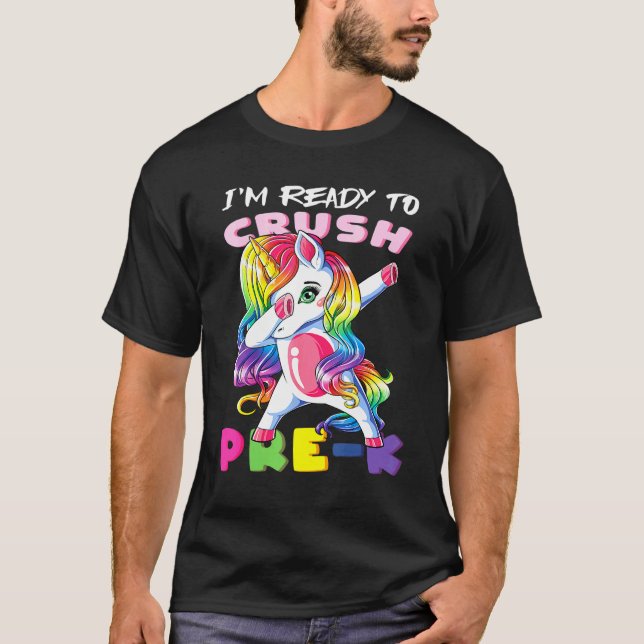 Camiseta Estou Pronto Para Esmagar O Pré-K Baby Unicorn (Frente)