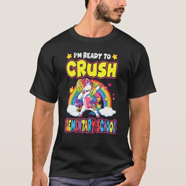 Camiseta Estou pronto para esmagar o Unicórnio da escola pr (Frente)