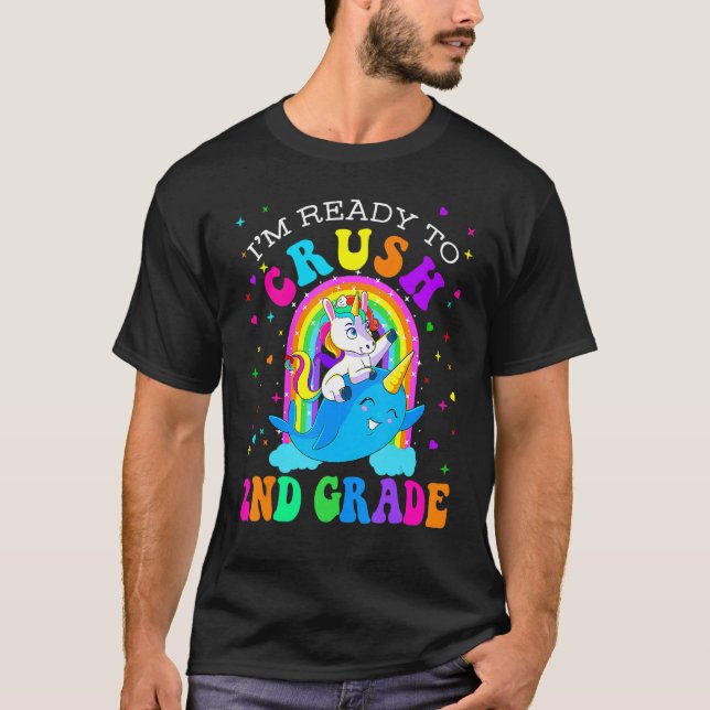 Camiseta Estou pronto para esmagar segundo Grau Narwhal Uni (Frente)