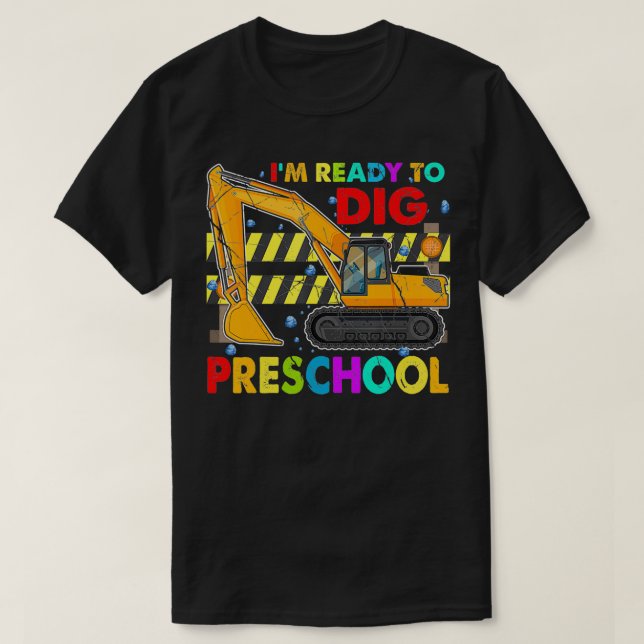 Camiseta Estou pronto para fazer a construção da pré-escola (Frente do Design)