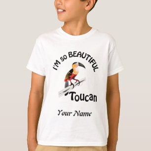 CAMISETA ESTOU TÃO BONITA TOUCAN COLORIDO PERSONALIZADO