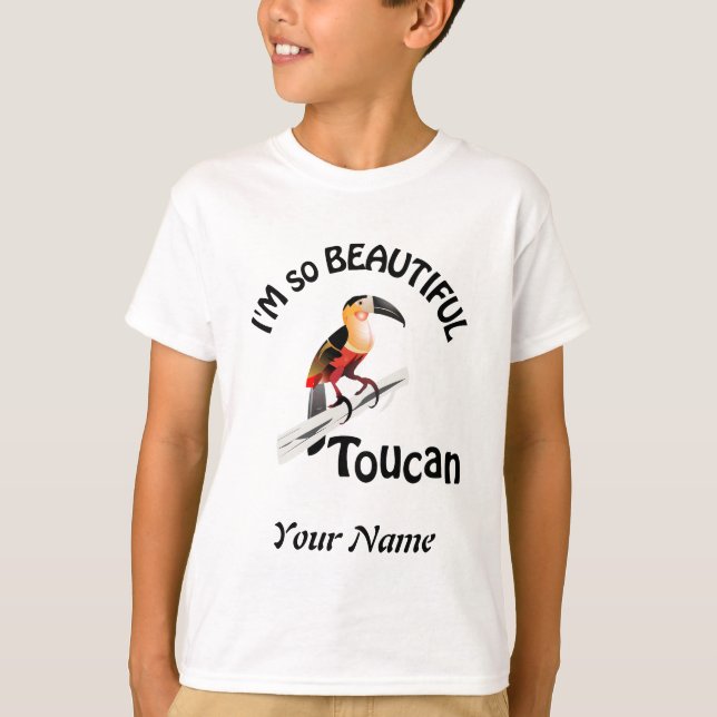 CAMISETA ESTOU TÃO BONITA TOUCAN COLORIDO PERSONALIZADO (Frente)