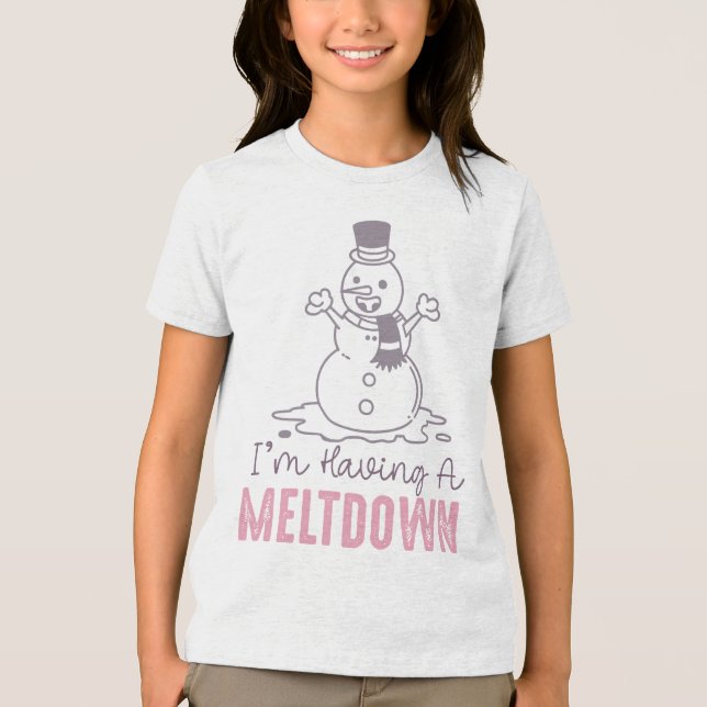 Camiseta Estou tendo uma fusão - Design de Snowman engraçad (Frente)
