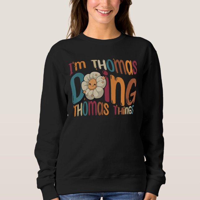 Camiseta Estou Thomas Fazendo Coisas de Thomas  Groovy Retr (Frente)