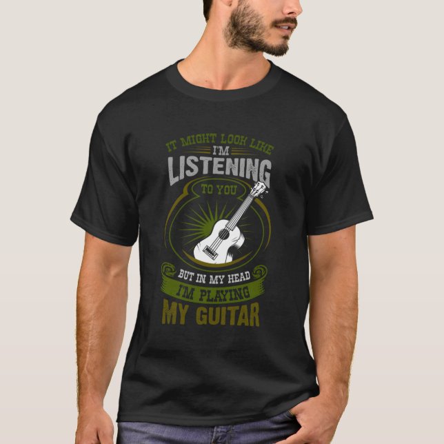 Camiseta Estou Tocando Violão Na Minha Cabeça, Tocando Viol (Frente)