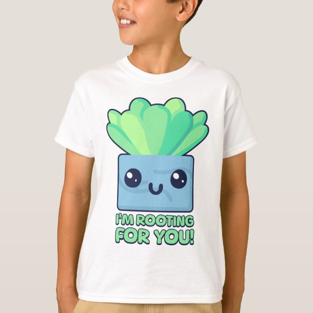 Camiseta Estou torcendo por você! Arma De Planta Suculenta  (Frente)