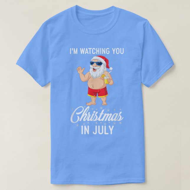 Camiseta Estou Vendo Vocês Papais noeis Natal Em Julho Verã (Frente do Design)