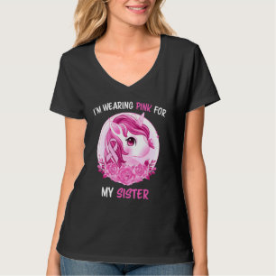 Camiseta Estou Vestindo Rosa Para Minha Irmã Unicorn Crianç