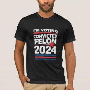 Camiseta Estou votando no criminoso condenado pró-Trump 202
