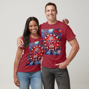 Camiseta Estouro Gráfico de Fogos de Artifício de Aniversár