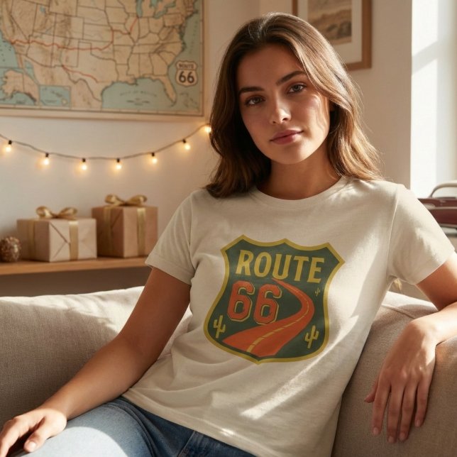 Camiseta Estrada 66 clássica, viagem da história (Classic Route 66 Historic American Highway T-Shirt
)