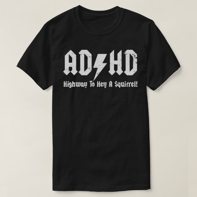 Camiseta Estrada ADHD para Inferir um violão de piada engra (Frente do Design)