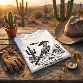 Camiseta Estrada Antiga UFO Western Deserto Pássaro Cowboy