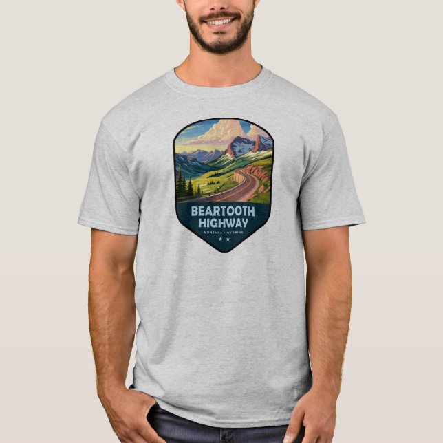 Camiseta Estrada Beartooth Montana Wyoming Escudo (Frente)
