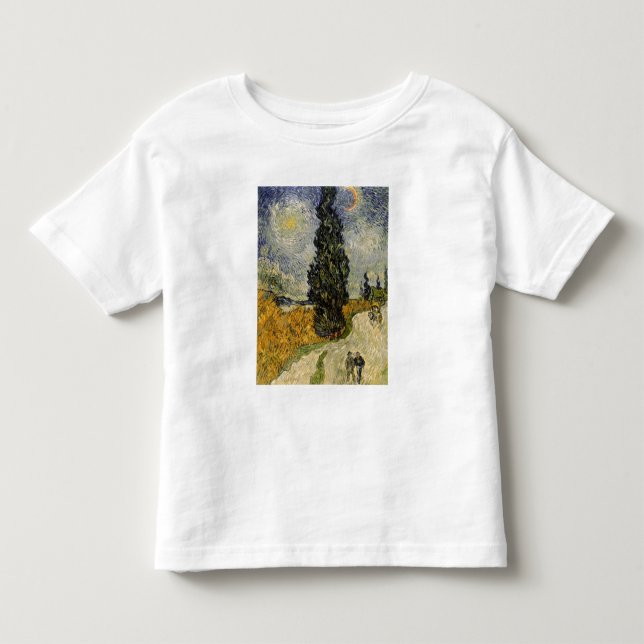 Camiseta Estrada com ciprestes, 1890 de Vincent van Gogh | (Frente)