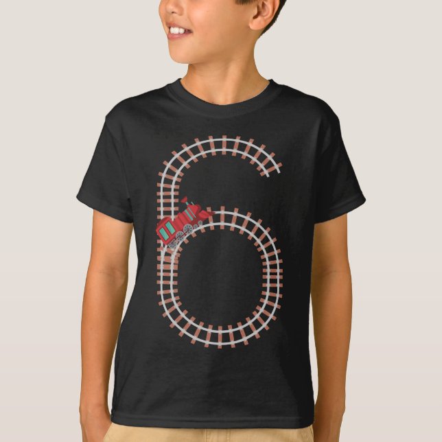 Camiseta Estrada De Ferro De Comboio De Aniversário De 6, Q (Frente)