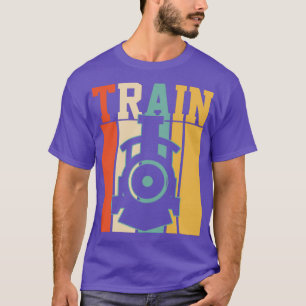 Camiseta Estrada-férrea Do Motor De Comboio Vertical Retroa
