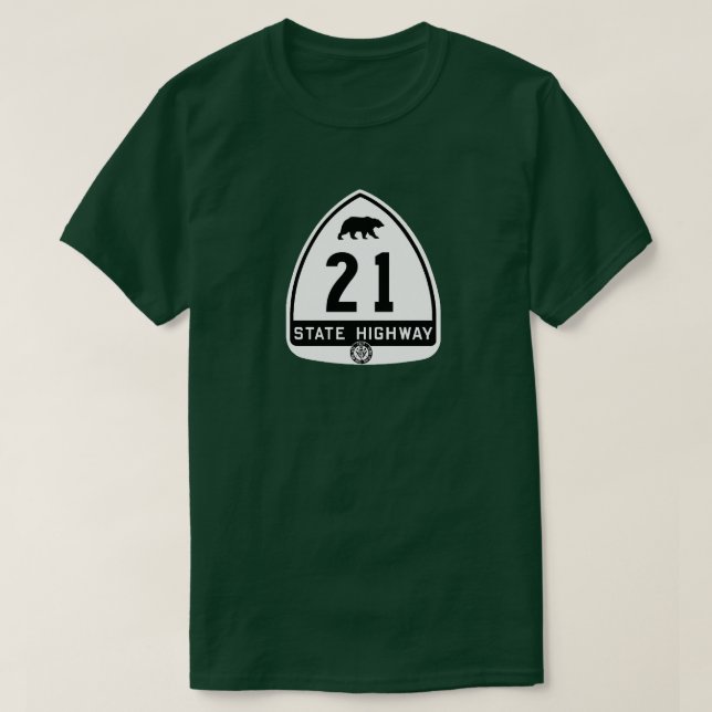 Camiseta Estrada histórica da Califórnia 21 (Frente do Design)