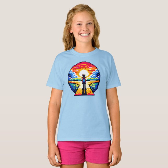 Camiseta Estradas cruzadas na jornada de arte de pixel pond (Frente Completa)