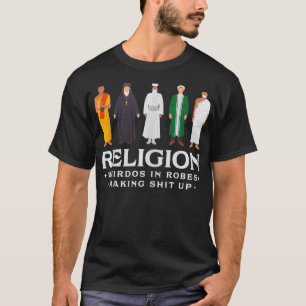 Camiseta Estradas Religiosas Em Robôs Ateístas Negra