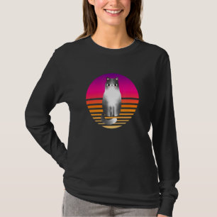 Camiseta Estranho Gradiente Laranja Roxo Gato Felino Des
