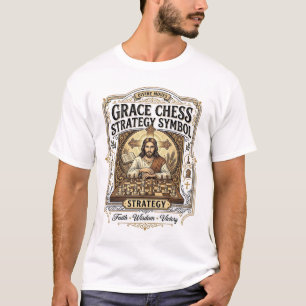 Camiseta Estratégia de Xadrez de Graça Símbolo Jesus Estrat