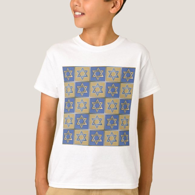 Camiseta Estrela Azul Dourada de David Art Panels (Frente)