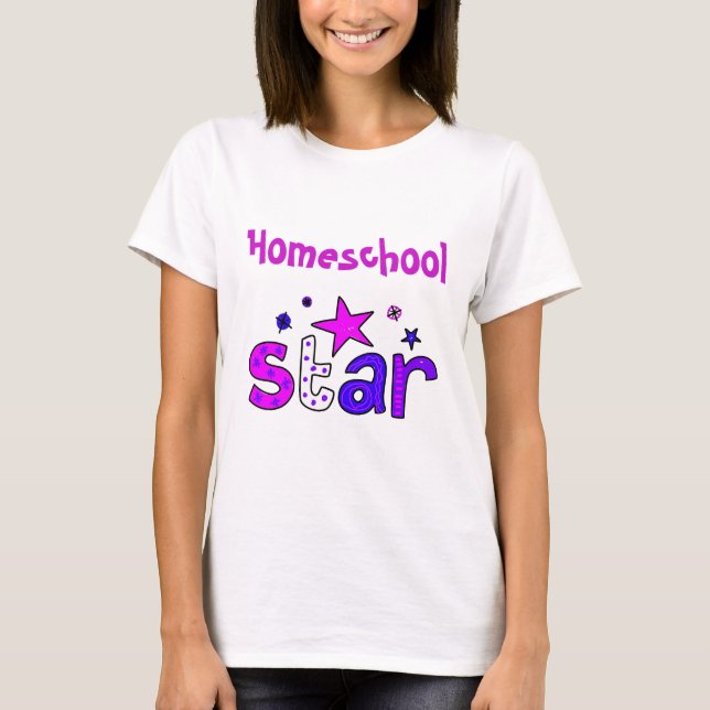 Camiseta Estrela da bonito Purple Home School (Frente)