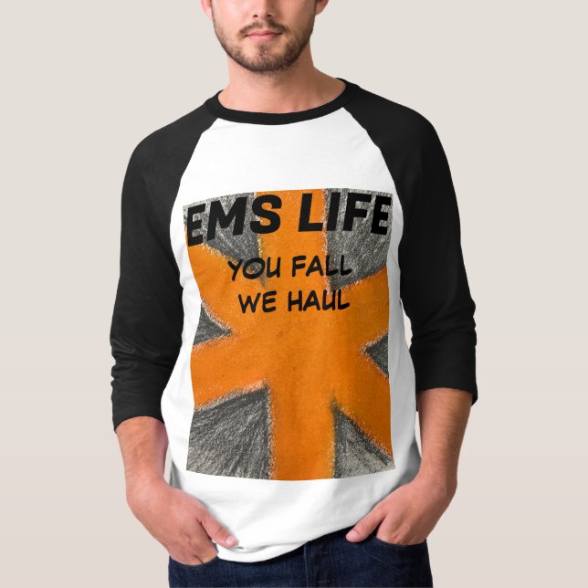 Camiseta Estrela da vida laranja e grafite EMT masculina (Frente)
