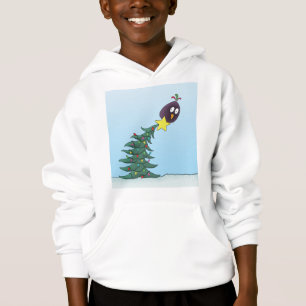 Camiseta Estrela de árvore de Natal de pássaro de desenho a