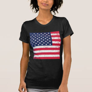 Camiseta Estrela de bandeira Patriótica-Camisa das Mulheres