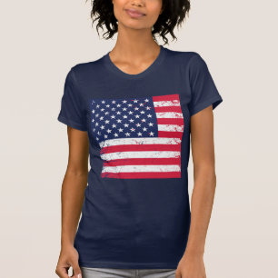 Camiseta Estrela de bandeira Patriótica-Camisa das Mulheres