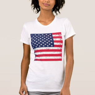 Camiseta Estrela de bandeira Patriótica-Camisa das Mulheres