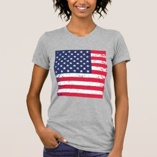 Camiseta Estrela de bandeira Patriótica-Camisa das Mulheres